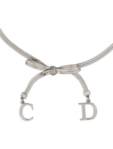 silver dior choker|Dior choker necklace.